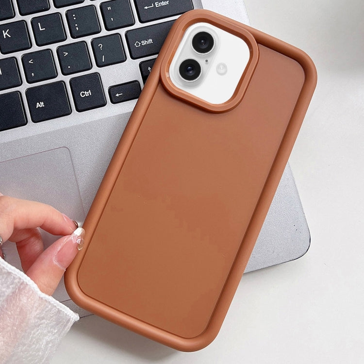 For iPhone 16 Shockproof Frame Frosted TPU Phone Case(Brown) - iPhone 16 Cases by buy2fix | Online Shopping UK | buy2fix