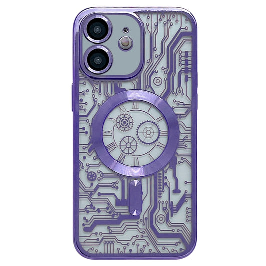 For iPhone 11 Electroplated Circuit Board Pattern MagSafe Phone Case(Purple) - iPhone 11 Cases by buy2fix | Online Shopping UK | buy2fix