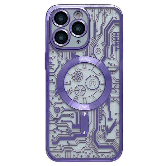 For iPhone 11 Pro Electroplated Circuit Board Pattern MagSafe Phone Case(Purple) - iPhone 11 Pro Cases by buy2fix | Online Shopping UK | buy2fix