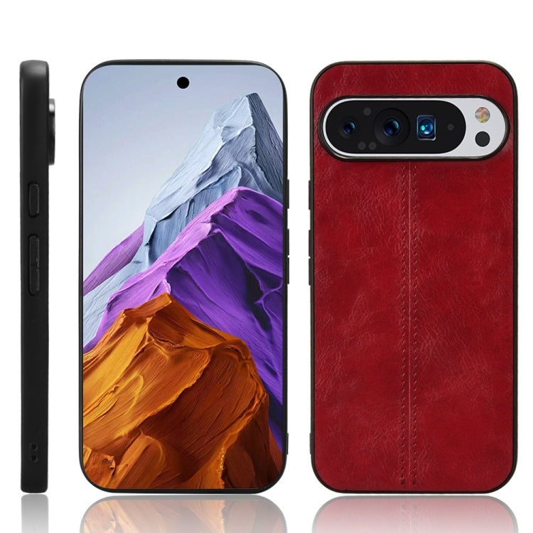 For Google Pixel 9 / Pixel 9 Pro Cow Pattern Sewing Back Cover Phone Case(Red) - Google Cases by buy2fix | Online Shopping UK | buy2fix