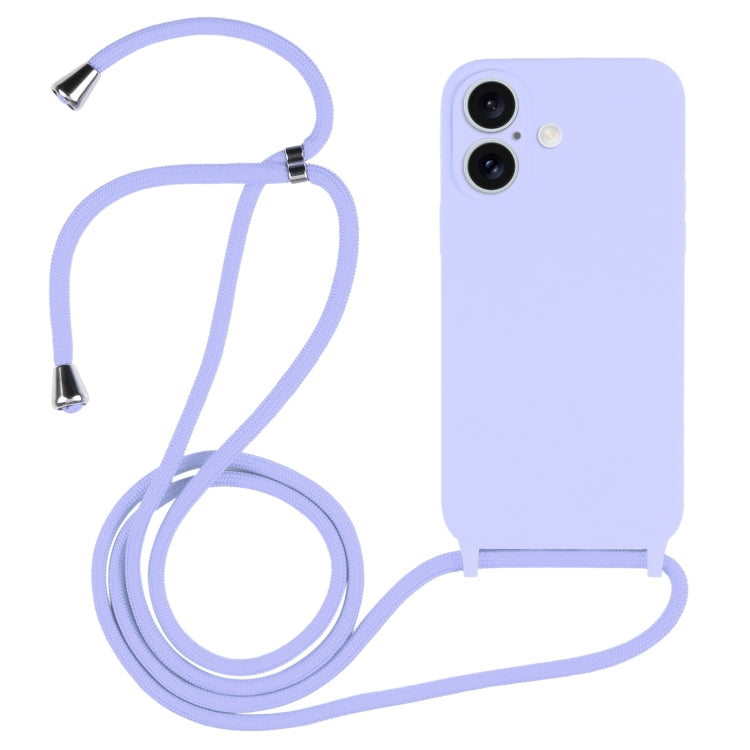 For iPhone 16 Plus Crossbody Lanyard Liquid Silicone Case(Light Purple) - iPhone 16 Plus Cases by buy2fix | Online Shopping UK | buy2fix