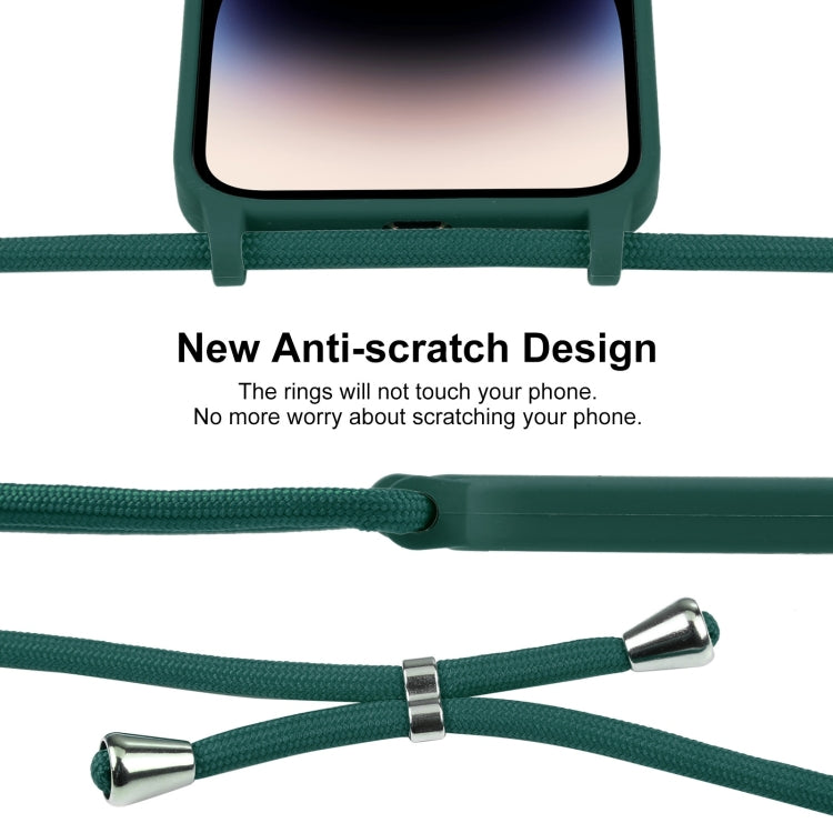 For iPhone 16 Plus Crossbody Lanyard Liquid Silicone Case(Pine Needle Green) - iPhone 16 Plus Cases by buy2fix | Online Shopping UK | buy2fix