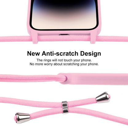 For iPhone 16 Plus Crossbody Lanyard Liquid Silicone Case(Pink) - iPhone 16 Plus Cases by buy2fix | Online Shopping UK | buy2fix