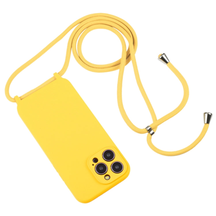 For iPhone 16 Pro Crossbody Lanyard Liquid Silicone Case(Yellow) - iPhone 16 Pro Cases by buy2fix | Online Shopping UK | buy2fix