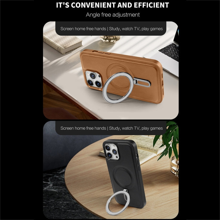 For iPhone 14 MagSafe Magnetic Holder Phone Case(Black) - iPhone 14 Cases by buy2fix | Online Shopping UK | buy2fix