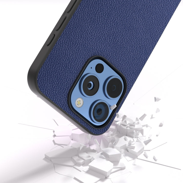 For iPhone 16 Pro Max ABEEL Black Edge Genuine Leather Mino Phone Case(Royal Blue) - iPhone 16 Pro Max Cases by buy2fix | Online Shopping UK | buy2fix