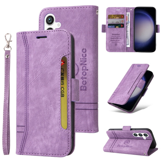 For Samsung Galaxy S24+ BETOPNICE Dual-side Buckle Leather Phone Case(Purple) - Galaxy Phone Cases by BETOPNICE | Online Shopping UK | buy2fix