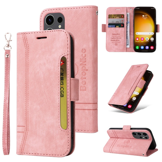 For Samsung Galaxy S24 Ultra BETOPNICE Dual-side Buckle Leather Phone Case(Pink) - Galaxy Phone Cases by BETOPNICE | Online Shopping UK | buy2fix