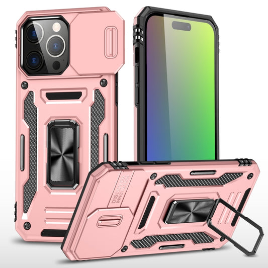 For iPhone 16 Pro Armor PC + TPU Camera Shield Phone Case(Rose Gold) - iPhone 16 Pro Cases by buy2fix | Online Shopping UK | buy2fix