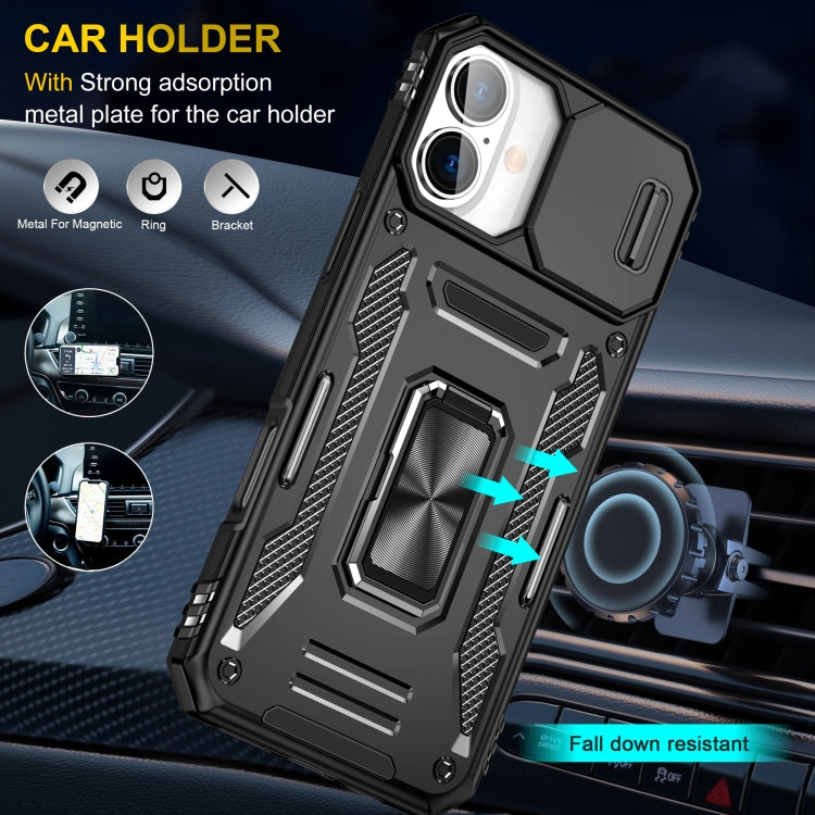 For iPhone 16 Plus Armor PC + TPU Camera Shield Phone Case(Black) - iPhone 16 Plus Cases by buy2fix | Online Shopping UK | buy2fix