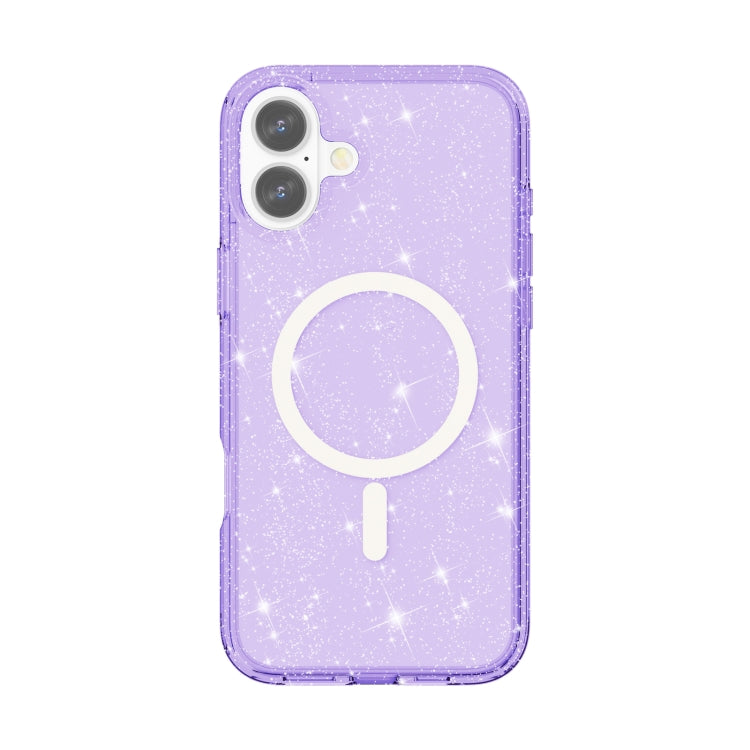 For iPhone 16 Plus Terminator Style Glitter Powder MagSafe Magnetic Phone Case(Purple) - iPhone 16 Plus Cases by buy2fix | Online Shopping UK | buy2fix