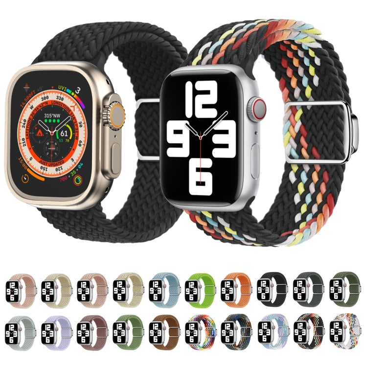 For Apple Watch Ultra 2 49mm Nylon Loop Magnetic Buckle Watch Band(Black Rainbow) - Watch Bands by buy2fix | Online Shopping UK | buy2fix