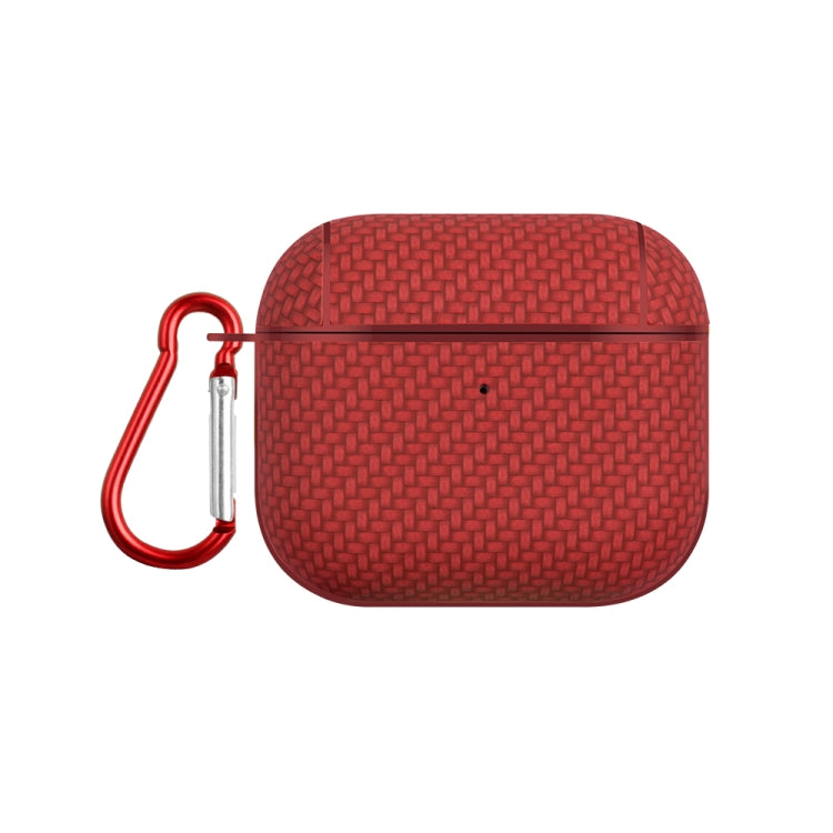 For AirPods 3 Woven Skin Texture PC TWS Earphone Protective Case(Red) - For AirPods 3 by buy2fix | Online Shopping UK | buy2fix