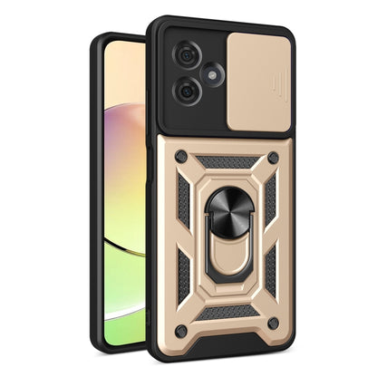 For Motorola Moto G54 5G EU Sliding Camera Cover Design TPU Hybrid PC Phone Case(Gold) - Motorola Cases by buy2fix | Online Shopping UK | buy2fix