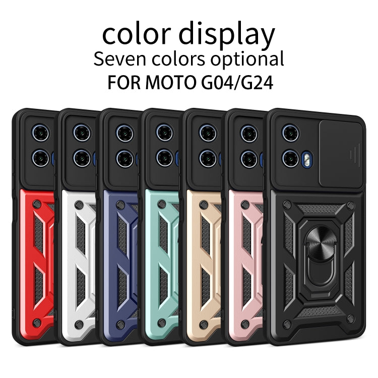 For Motorola Moto G04 / G24 Sliding Camera Cover Design TPU Hybrid PC Phone Case(Rose Gold) - Motorola Cases by buy2fix | Online Shopping UK | buy2fix