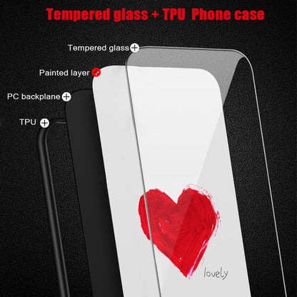 For iPhone 16 Plus Colorful Painted Glass Phone Case(Black Love) - iPhone 16 Plus Cases by buy2fix | Online Shopping UK | buy2fix