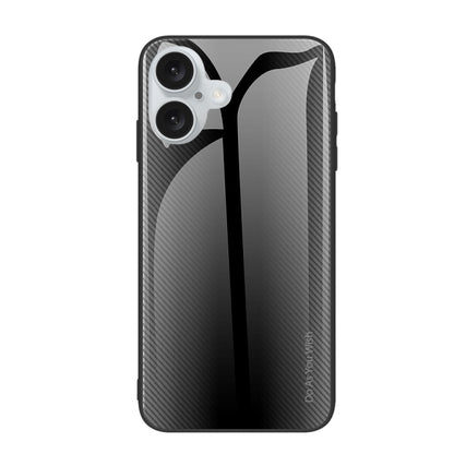 For iPhone 16 Texture Gradient Glass TPU Phone Case(Black) - iPhone 16 Cases by buy2fix | Online Shopping UK | buy2fix