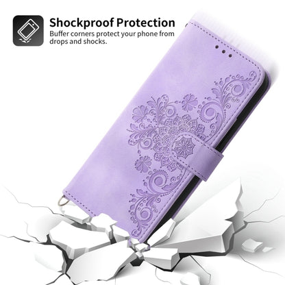 For Samsung Galaxy S24 5G Skin-feel Flowers Embossed Wallet Leather Phone Case(Purple) - Galaxy S24 5G Cases by buy2fix | Online Shopping UK | buy2fix