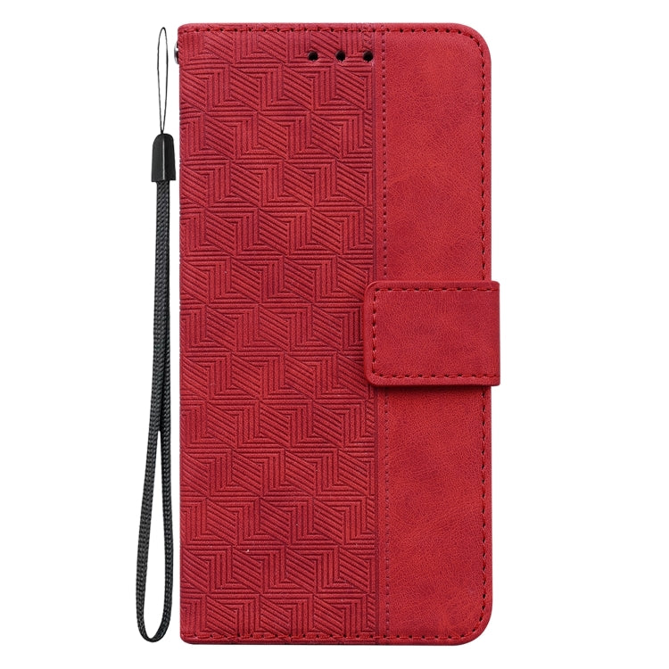 For iPhone 16 Geometric Embossed Leather Phone Case(Red) - iPhone 16 Cases by buy2fix | Online Shopping UK | buy2fix