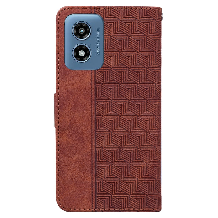 For Motorola Moto G Play 4G 2024 Geometric Embossed Leather Phone Case(Brown) - Motorola Cases by buy2fix | Online Shopping UK | buy2fix