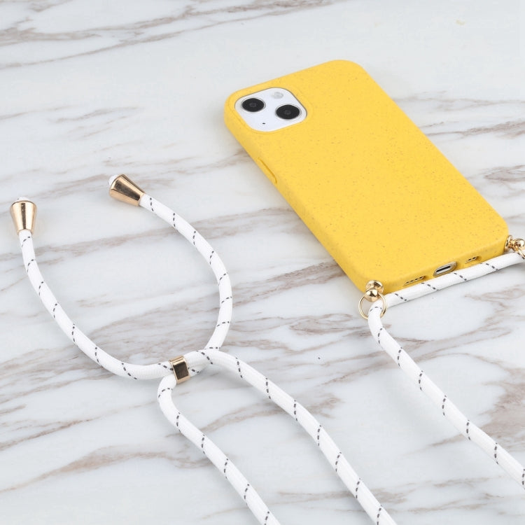 For iPhone 16 Pro Max Wheat Straw TPU Shockproof Phone Case with Neck Lanyard(Yellow) - iPhone 16 Pro Max Cases by buy2fix | Online Shopping UK | buy2fix