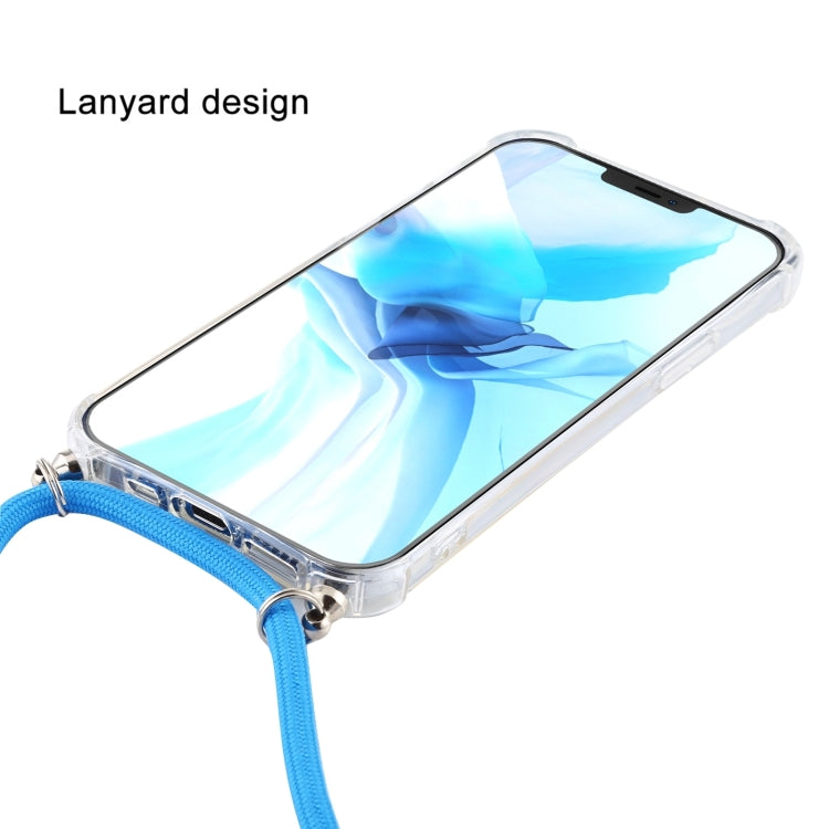 For iPhone 16 Four-Corner Shockproof Transparent TPU Case with Lanyard(Black) - iPhone 16 Cases by buy2fix | Online Shopping UK | buy2fix