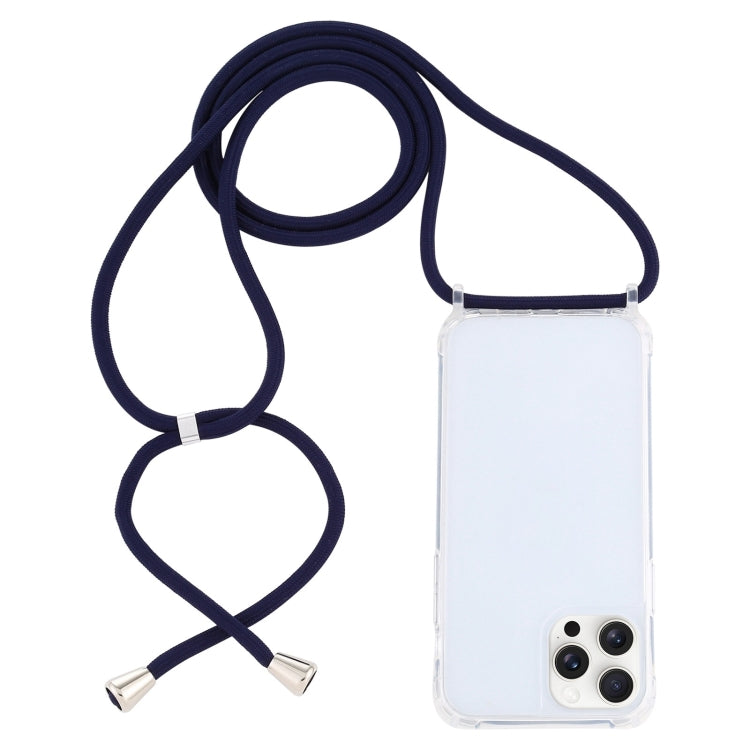 For iPhone 16 Pro Transparent Acrylic Airbag Shockproof Phone Protective Case with Lanyard(Navy Blue) - iPhone 16 Pro Cases by buy2fix | Online Shopping UK | buy2fix