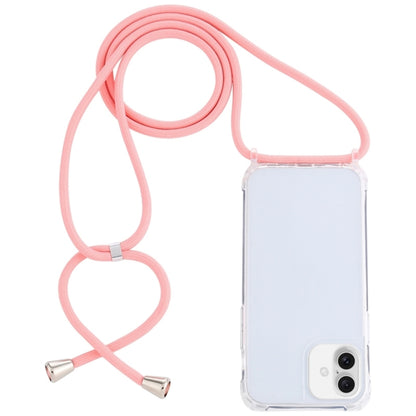 For iPhone 16 Plus Transparent Acrylic Airbag Shockproof Phone Protective Case with Lanyard(Pink) - iPhone 16 Plus Cases by buy2fix | Online Shopping UK | buy2fix