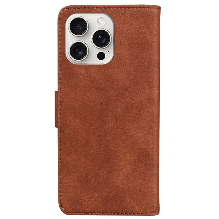 For iPhone 16 Pro Max Skin Feel Pure Color Flip Leather Phone Case(Brown) - iPhone 16 Pro Max Cases by buy2fix | Online Shopping UK | buy2fix