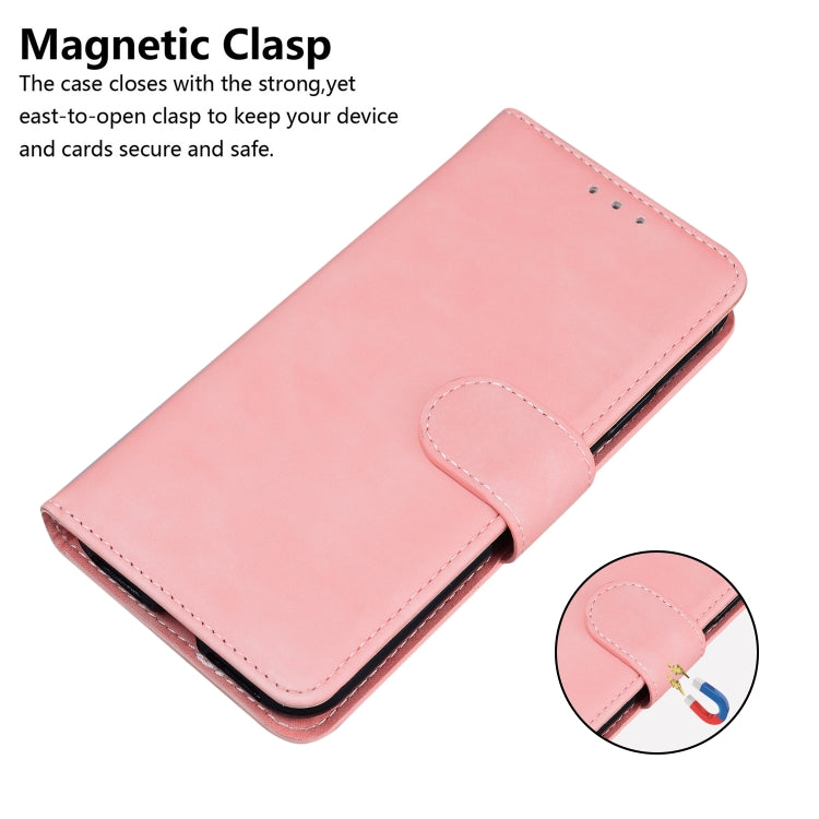 For iPhone 16 Plus Skin Feel Pure Color Flip Leather Phone Case(Pink) - iPhone 16 Plus Cases by buy2fix | Online Shopping UK | buy2fix