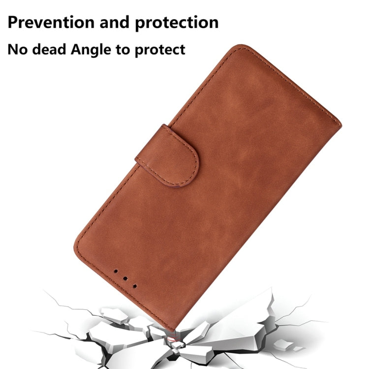 For Motorola Edge 2024 Skin Feel Pure Color Flip Leather Phone Case(Brown) - Motorola Cases by buy2fix | Online Shopping UK | buy2fix