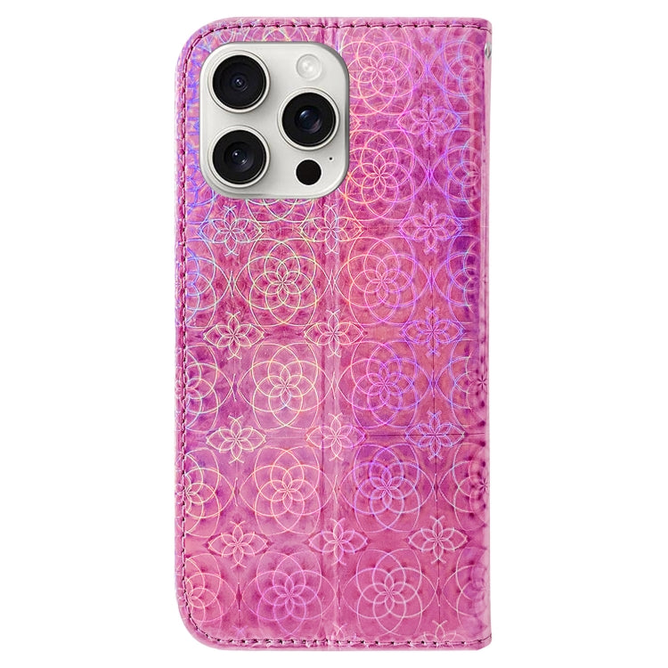 For iPhone 16 Pro Max Colorful Magnetic Buckle Leather Phone Case(Pink) - iPhone 16 Pro Max Cases by buy2fix | Online Shopping UK | buy2fix