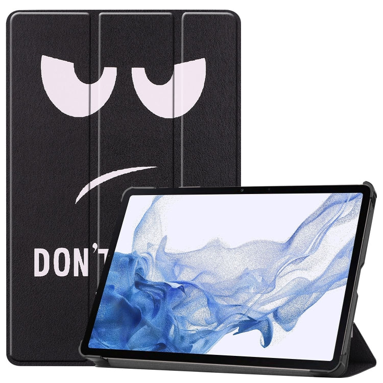 For Samsung Galaxy Tab S9 Custer Painted 3-Fold Holder Smart Leather Tablet Case(Big Eye Me) - Galaxy Tab S9 Cases by buy2fix | Online Shopping UK | buy2fix