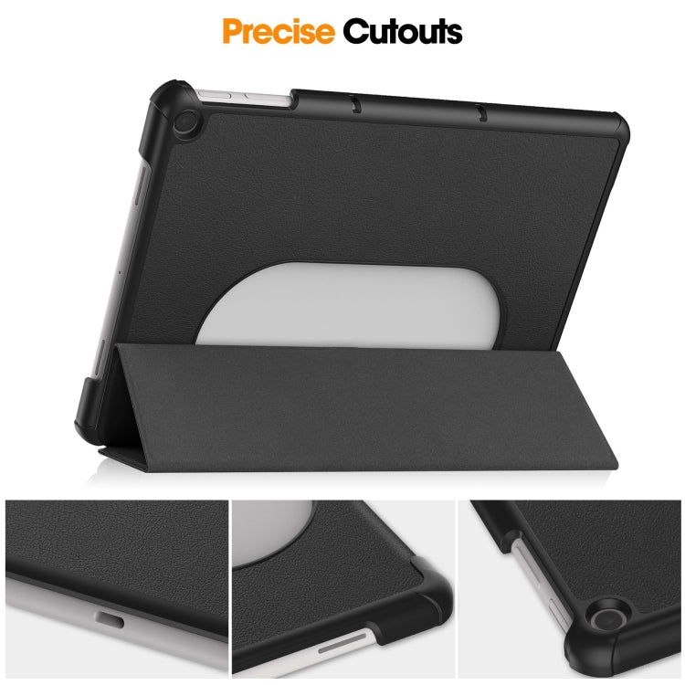 For Google Pixel Tablet Custer Pure Color 3-Fold Holder Smart Leather Tablet Case(Black) - Google by buy2fix | Online Shopping UK | buy2fix