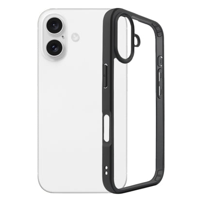 For iPhone 16 Frosted TPU + Transparent PC Phone Case(Black) - iPhone 16 Cases by buy2fix | Online Shopping UK | buy2fix