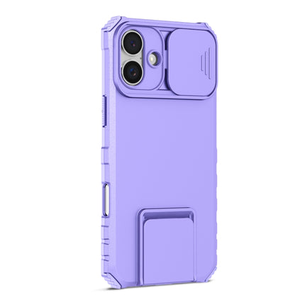 For iPhone 16 Plus Stereoscopic Holder Sliding Camshield Phone Case(Purple) - iPhone 16 Plus Cases by buy2fix | Online Shopping UK | buy2fix