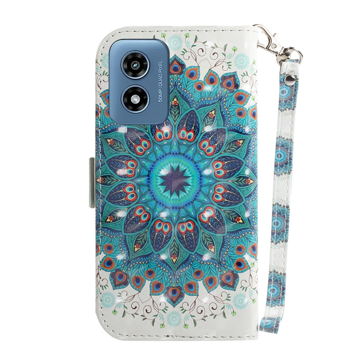 For Motorola Moto G Play 4G 2024 3D Colored Horizontal Flip Leather Phone Case(Peacock Wreath) - Motorola Cases by buy2fix | Online Shopping UK | buy2fix