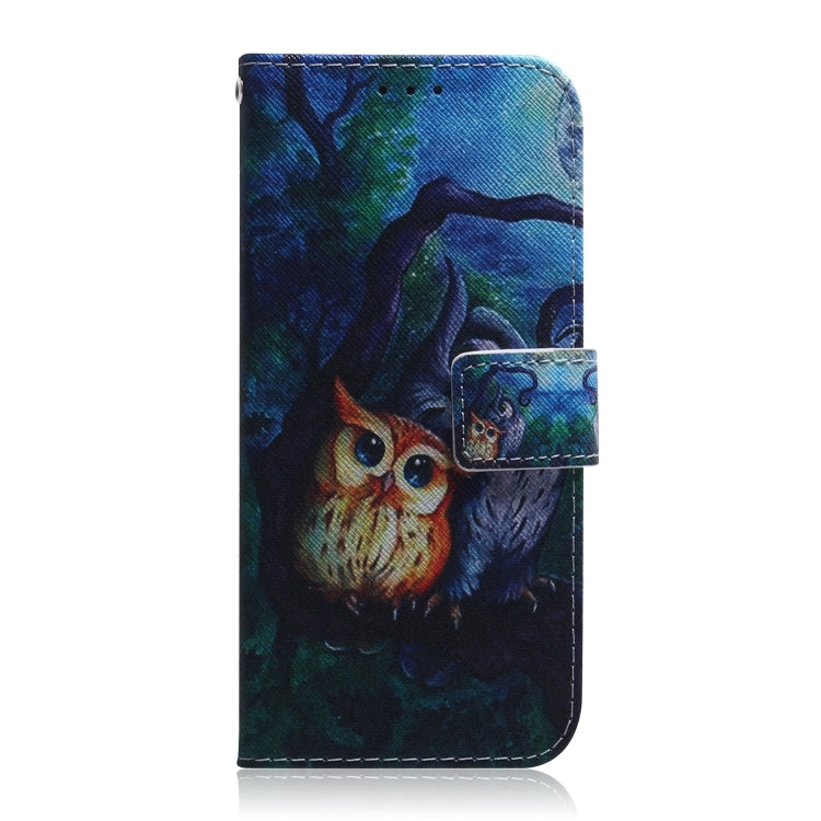 For iPhone 16 Coloured Drawing Flip Leather Phone Case(Oil Painting Owl) - iPhone 16 Cases by buy2fix | Online Shopping UK | buy2fix