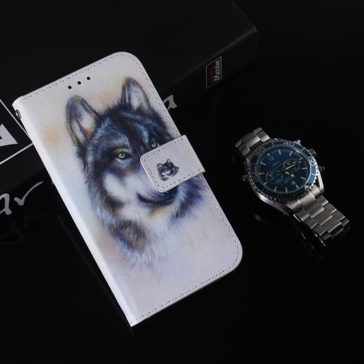 For iPhone 16 Plus Coloured Drawing Flip Leather Phone Case(White Wolf) - iPhone 16 Plus Cases by buy2fix | Online Shopping UK | buy2fix