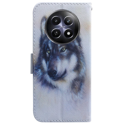 For Realme 12 5G Coloured Drawing Flip Leather Phone Case(White Wolf) - Realme Cases by buy2fix | Online Shopping UK | buy2fix