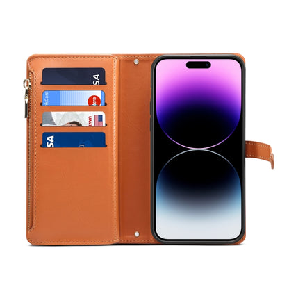 For iPhone 15 Pro Max ESEBLE Star Series Lanyard Zipper Wallet RFID Leather Case(Brown) - iPhone 15 Pro Max Cases by ESEBLE | Online Shopping UK | buy2fix