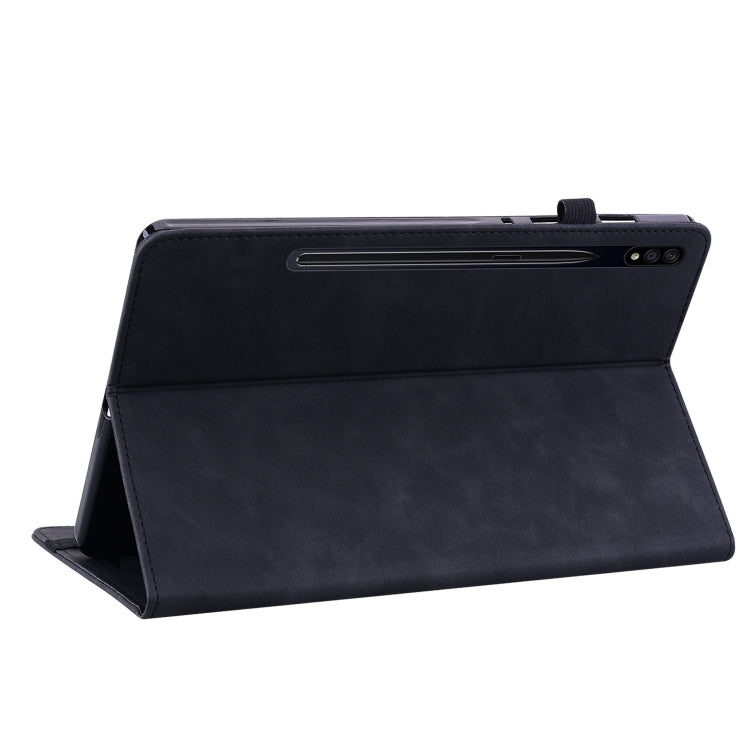 For Samsung Galaxy Tab S9+ Skin Feel Solid Color Zipper Leather Tablet Case(Black) - Galaxy Tab S9+ Cases by buy2fix | Online Shopping UK | buy2fix