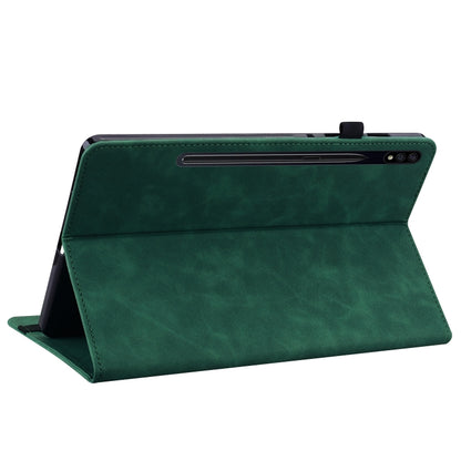 For Samsung Galaxy Tab S9+ Skin Feel Solid Color Zipper Leather Tablet Case(Green) - Galaxy Tab S9+ Cases by buy2fix | Online Shopping UK | buy2fix