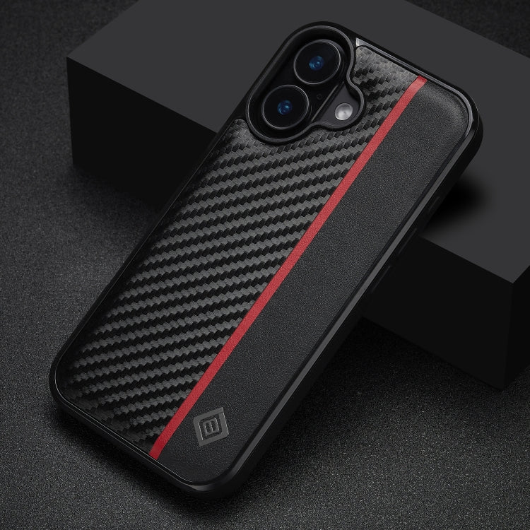 For iPhone 16 Plus LC.IMEEKE 3 in 1 Carbon Fiber Texture Shockproof Phone Case(Black) - iPhone 16 Plus Cases by LC.IMEEKE | Online Shopping UK | buy2fix