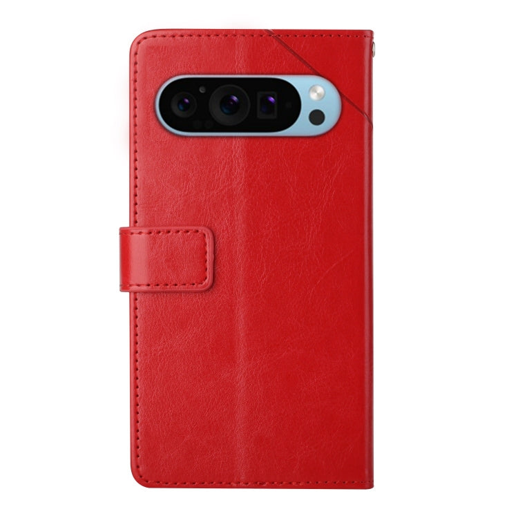 For Google Pixel 9 Y-shaped Pattern Flip Leather Phone Case(Red) - Google Cases by buy2fix | Online Shopping UK | buy2fix