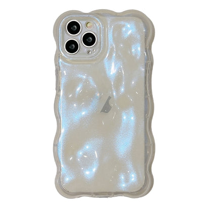 For iPhone 16 Pro Wave Bubbles TPU Phone Case(Clear Glitter Blue) - iPhone 16 Pro Cases by buy2fix | Online Shopping UK | buy2fix