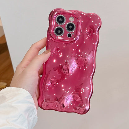 For iPhone 16 Plus Wave Bubbles TPU Phone Case(Painted Rose Red) - iPhone 16 Plus Cases by buy2fix | Online Shopping UK | buy2fix