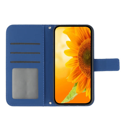 For Google Pixel 9 Pro XL Skin Feel Sun Flower Embossed Flip Leather Phone Case with Lanyard(Dark Blue) - Google Cases by buy2fix | Online Shopping UK | buy2fix