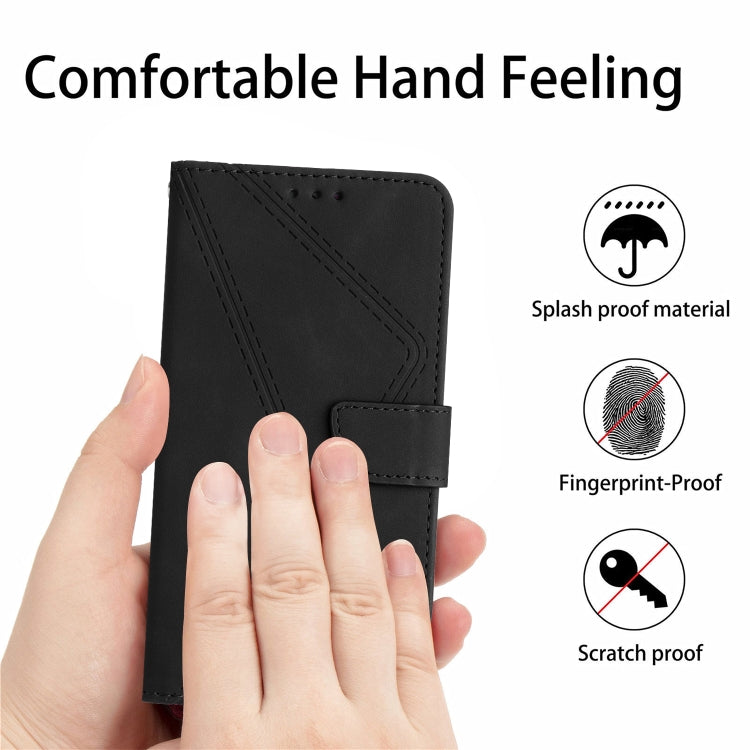 For Google Pixel 9 Pro Stitching Embossed Leather Phone Case(Black) - Google Cases by buy2fix | Online Shopping UK | buy2fix