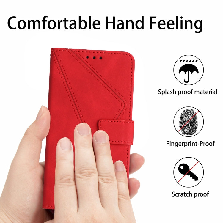 For Samsung Galaxy M15 5G Stitching Embossed Leather Phone Case(Red) - Galaxy Phone Cases by buy2fix | Online Shopping UK | buy2fix